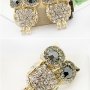 YZ1067 Rhinestone Owl Stud Earrings + Free Gift