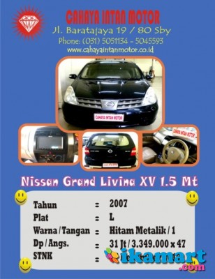 Grand Livina XV 1.5 M/t 2007 Hitam Met Surabaya - Mobil