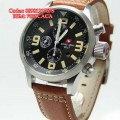 SWISS ARMY 2087 Silver Cream Brown Leather