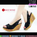 Sepatu Wedges Wanita Import - Red Wine BK230 Black