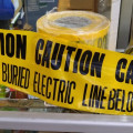 Warning tape caution buried electric line below,tanda pita peringatan