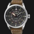 Citizen AW1360-12H Eco Drive Grey Dial Brown Leather Strap