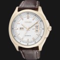 Citizen NP4033-09AB Automatic 21 Jewels White Dial Brown Leather Strap