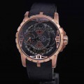 Roger Dubuis 2998 Double Time Rosegold Black-Dial Leather Automatic