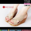 Sepatu Wedges Wanita Import - Red Wine BK200 Cream