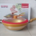 SALE Dessini Italy Alat Dapur Modern Panci Presto Golden Wok Vacuum Relief Gold Pan