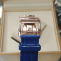 jam Montblanc World Rosegold Dial Blue Leather Cronograph For Man