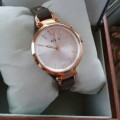 jam Fossil Georgia Rosegold White Dial (Brown leather)