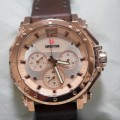 jam Expedition E6402 Rose Gold White Leather Brown For Ladies