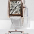 CARTIER Leather Strap (WG) For Ladies
