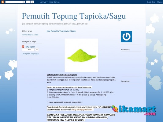 Pemutih Tepung Tapioka/Sagu