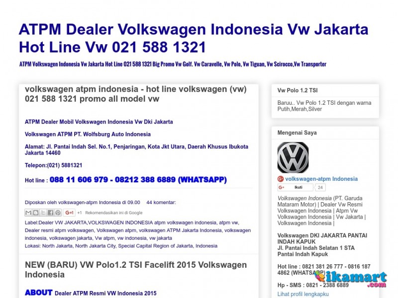 ATPM Dealer  Volkswagen Indonesia Vw Jakarta Hot Line Vw 021 588 1321