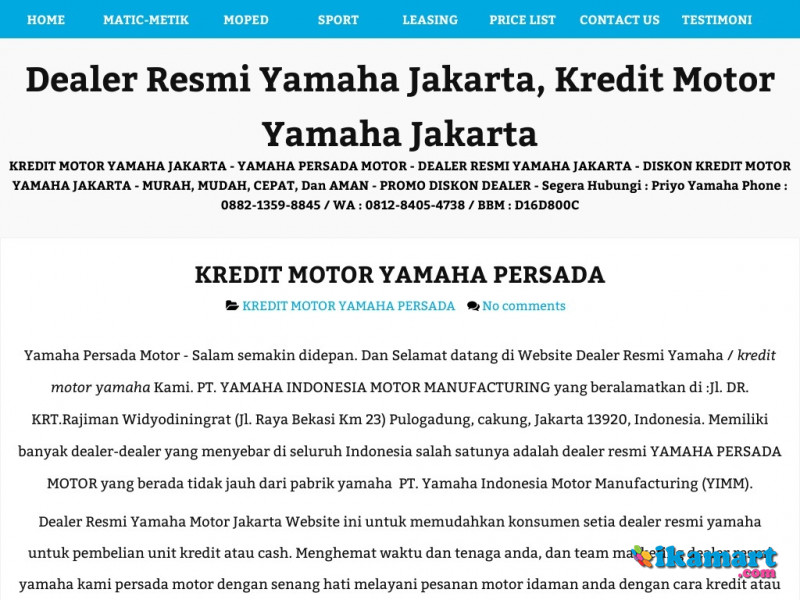 Dealer Resmi Yamaha Jakarta, Kredit Motor Yamaha Jakarta