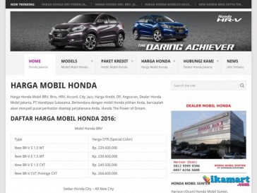 Harga Honda Mobil On The Road Jakarta 2016 Terbaru